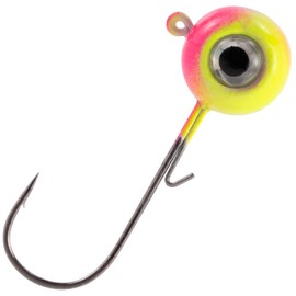 Dr.Fish 10 Pack 3D Eye Fishing Jig Heads Ball Swimbait Jig Saltwater Freshwater Bass Walleye Fishing Hooks Crappie Trout 3/8oz Pink/Yellow