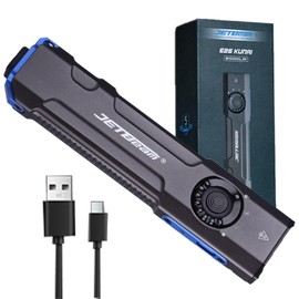 JETBeam E26 EDC Tactical Flashlight 2000 Lumens Rechargeable with Green Beam, UV and White LED Combo,Triple Light Sources Perfect for Checking,Working,Built from aviation-grade aluminium(with Battery)