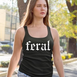 Racerback Feral Festival Rave EDM XX-Large Black Ladies Tank Top