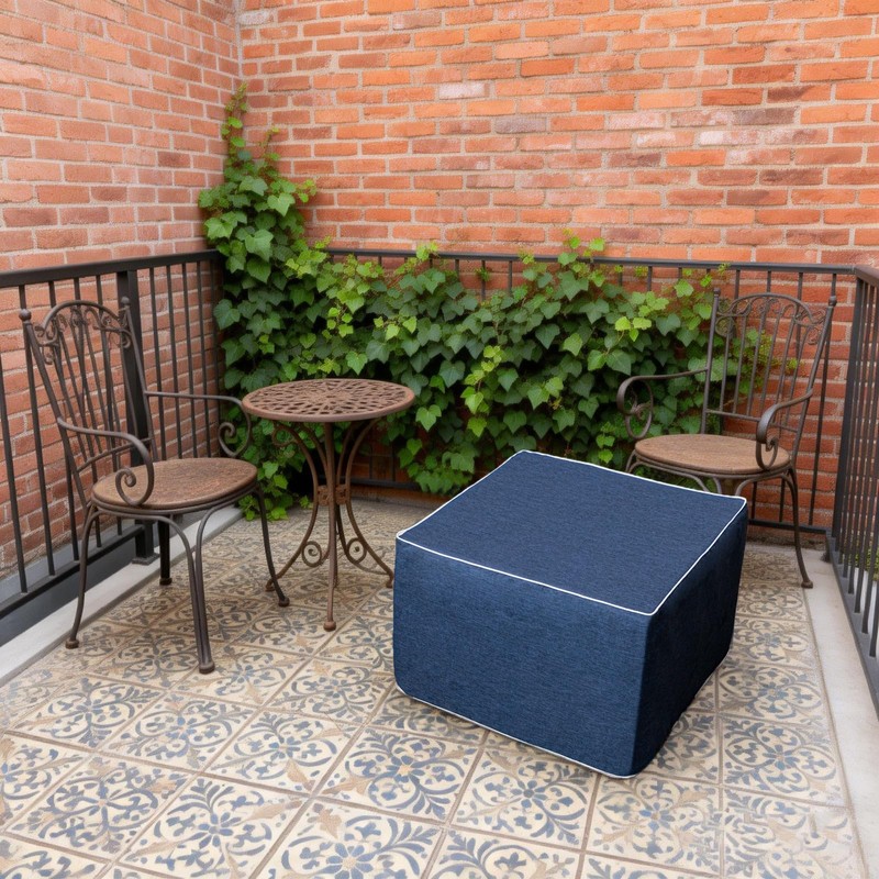 20x14 In Outdoor Square Ottoman – Lightweight Patio Ottoman Footrest