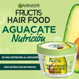 Garnier Fructis Hair Food Mascarilla Aguacate, Nutrición para Cabello Seco que Nutre y Repara Intensamente, con Fórmula Vegana y sin Colorantes ni Par