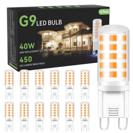 TJOY 12 Pack G9 LED Bulb 4W, 40 Watt Equivalent, 2700K Soft Warm White, Replacement for T4 G9 Halogen, Bi-pin Base Small Light Bulb for Chandelier, 120V 450 Lumen Energy Saving Bulb, Non-dimmable
