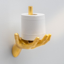 Yohsnor Gold Hand Toilet Paper Holder Wall Mount - Modern Unique Bathroom Roll Tissue Holder - Sturdy Design Mounts Easily - Funny Decorative - Functional Bathroom Accessory