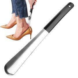 Xiaokeis - Cuerno largo de 12 pulgadas, zapato de acero inoxidable de alta calidad, ayudante de zapatos para personas mayores, cuernos de zapatos de mango largo para hombres o mujeres, cuerno de metal para discapacitados, ancianos mayores, embarazo (negr