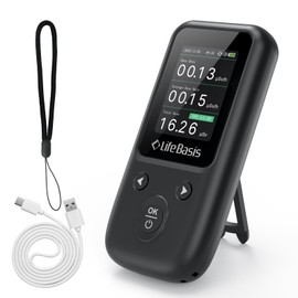 LifeBasis Geiger Counter Nuclear Radiation Detector, Radiation Dosimeter with TFT Display and Smart Alert Portable Handheld Beta Gamma X-ray Radiation Monitor - with Lanyard and Bracket