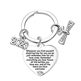 MADHAHEFU 2023 Graduation Inspirational Keyring Leaving Gifts for College Middle high School Graduate Souvenir for Senior Students Remember Everything You Have Faced New Beginnings Keychains (Heart)