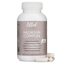 Lifted Naturals- Complejo de Magnesio Suplemento de Magnesio con Bisglicinato, Malato, Taurato 120 Cápsulas Bioavail                                  