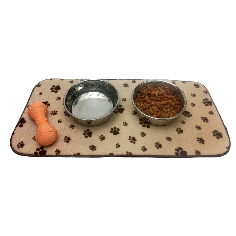 Kitchen Basics Microfiber Pet Bowl Feeding Mat, Anti-Skid and Absorbent,
