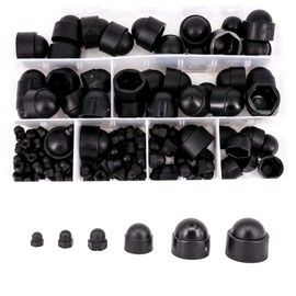 145pcs Black Nylon Plastic Hex Nuts and Bolt Covers M4 M5 M6 M8 M10 M12 Set