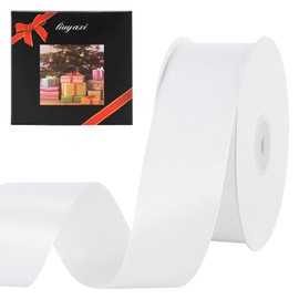 LIUYAXI 1 1/2 Inch White Satin Ribbon 50 Yards, Single Face Polyester Silk Fabric Hair String Ribbon for Craft, Flower Bouquets, Gift Wrapping, Wedding, Bow Making and Valentines Decoration