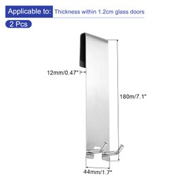 sourcing map 2 Pcs Shower Door Hooks, 7.1 Inch Stainless Steel Extended Over Door Hooks Glass Door Hook Shower Towel Hooks for Frameless Glass Shower Door, Silver