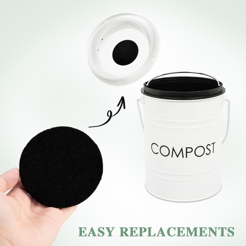 Vipush Charcoal Filters for Kitchen Compost Bin - 12 Pack