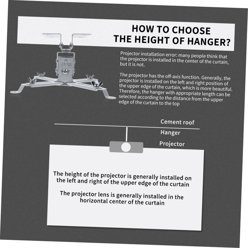 DOITOOL Projector Mount Ceiling Rack Adjustable Bracket 4-Hole Support Carbon