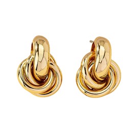 Earrings Women's Knot Drop, Earrings for Women, Chunky Jewellery, Statement Vintage Jewellery, Women's Drop Golden Earring, Hanging Metal Large Earring, Gift for Girls Women, Metal