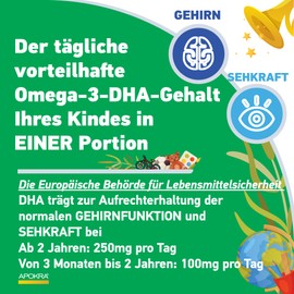 Omega 3 Vegan - No Fish Flavour - Vegan Omega 3 Oil for Infants, Toddlers and Children - Sustainable Algae Oil, Alternative to Fish Oil - 50 ml | APOKRA Kids Vegan Omega 3 Algae Oil