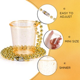 Misdary 12 Pcs Shot Glass Necklaces Gold Clear Shot Cups on Beaded Necklace Disposable Plastic Cups for Birthday Wedding Festival Party Bride Supplies