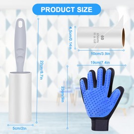 flintronic Fellpflege-Handschuh Katze mit 120 Blätter Extra Klebrig Fusselrolle für Kleidung Bett und Teppich, Fusselroller für Tierhaare die Tierhaarentfernung, Hunde, Hundehaare Staub & Fussel
