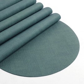 fanquare Double Sided Placemats and Coaster Set of 6 PU Leather Placemats Oval Red Black Heat Resistant Table Mats for Home Dining Kitchen Hotel 45 * 30cm (Green, Set of 6)