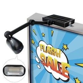 Commercial Solar Billboard Light,Solar Sign Light 5.5V 5.2W Solar Panel & Metal Aluminum Lamp Heads, Solar Billboard Light 3.7 Volts 5200 mAh (Single-Head floodlighting)