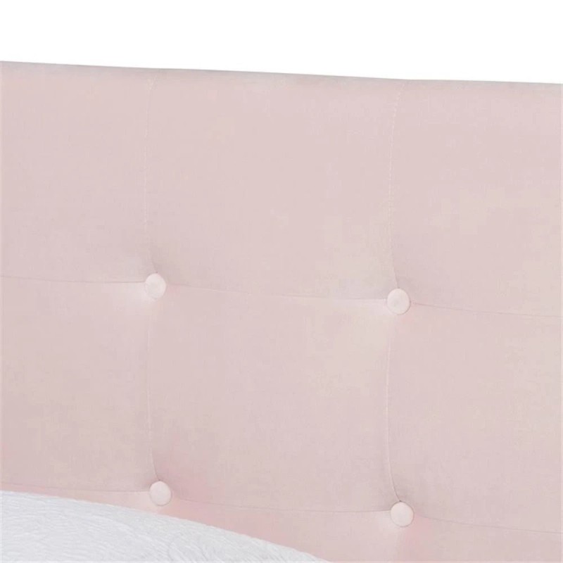 Bowery Hill Light Pink Upholstered Twin Size Panel Bed