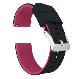 BARTON WATCH BANDS Elite Silicone Watch Bands - Quick Release, Black Top/Pink Bottom, 20mm