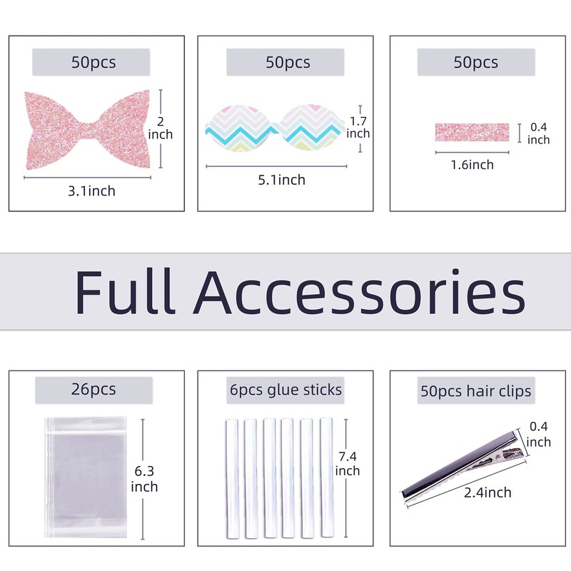 AOUXSEEM 50 Set【Random Colors】 Bows Making Kit for Beginners, Pre