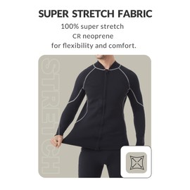 Lemorecn Men's Wetsuit Top 2mm Long Sleeve Super-Stretch Neoprene Jacket for Diving, Surfing, Snorkeling & Water Sports (2028-L)