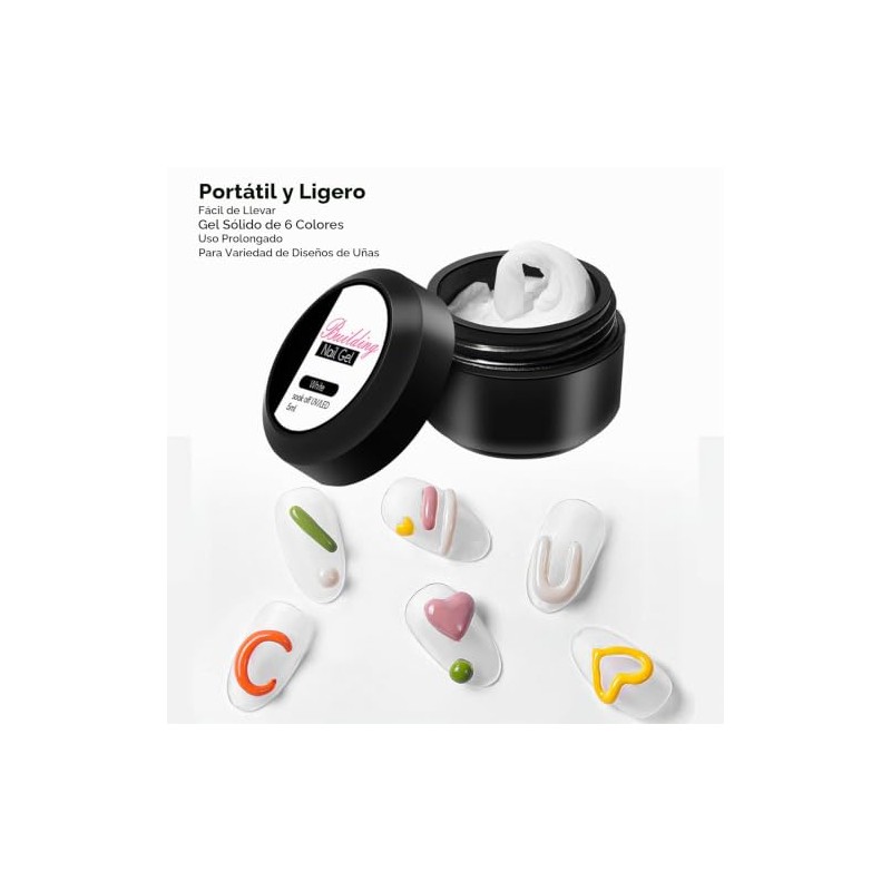 Extensión de Uñas 6pcs Gel Sólido Portátil Brillante Larga Duración