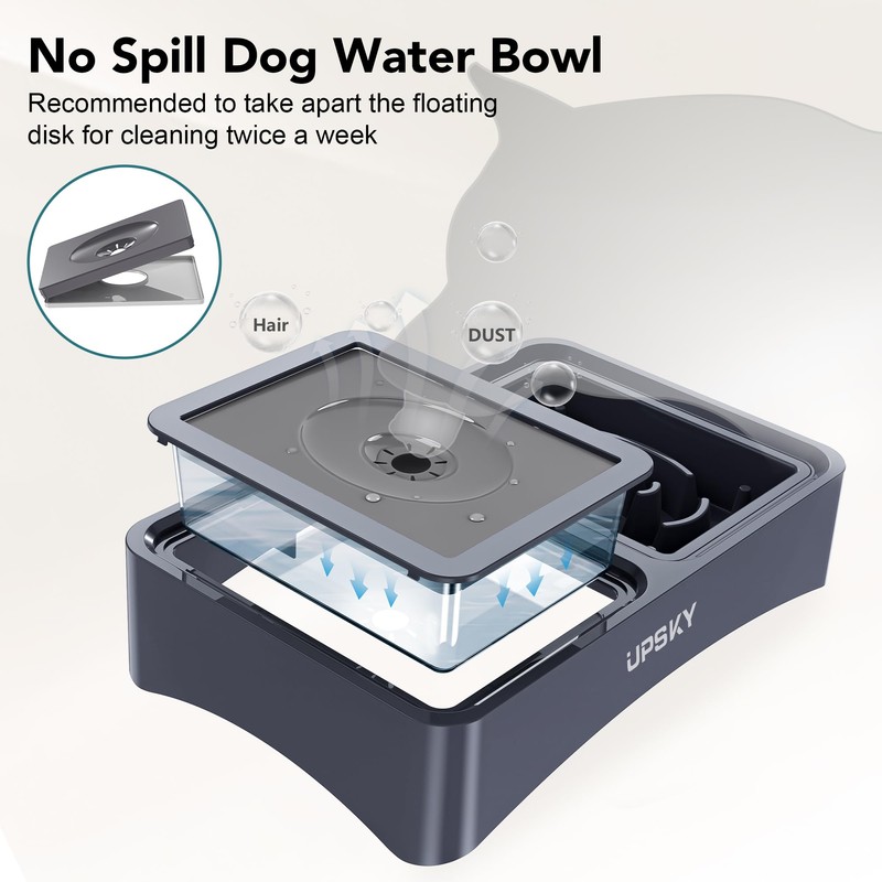 UPSKY 3-in-1 Elevated Dog Bowls Slow Feeder, Adjustable Stand, Stainless