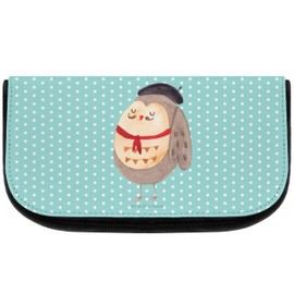 Mr. & Mrs. Panda French Owl Cosmetic Bag, turquoise, Hand Drawn