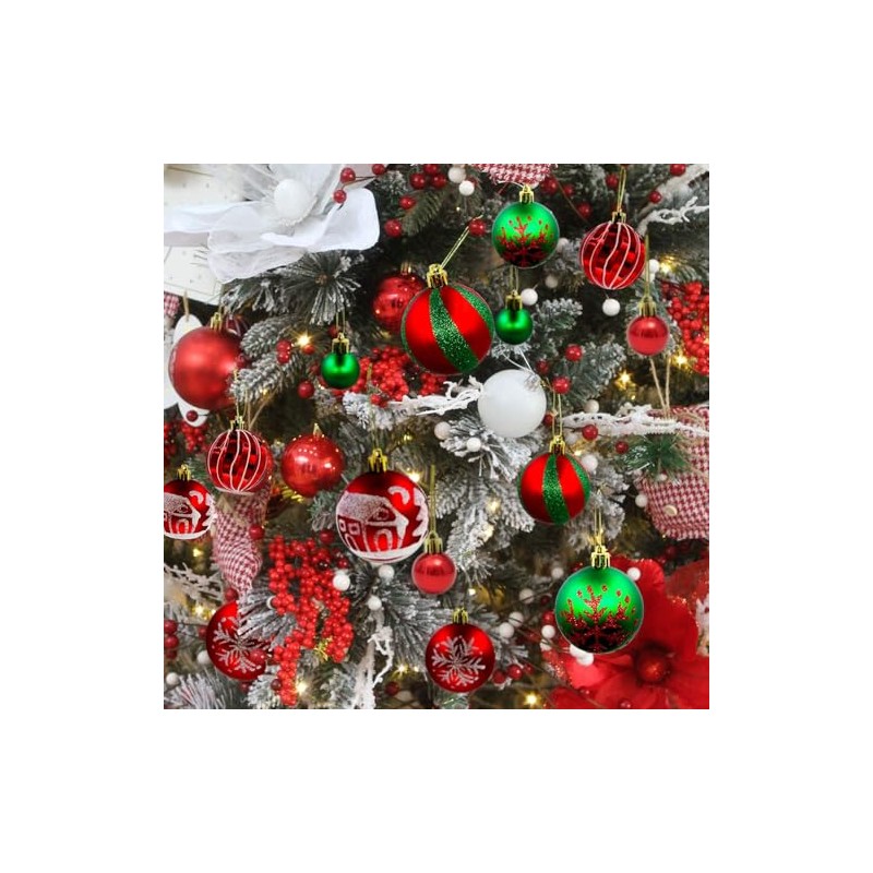 JUGLUTE Adornos para Arbol de Navidad, 44 pcs Plastic Esferas