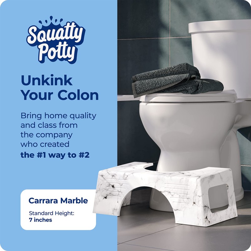 Squatty Potty Carrara Marble Toilet Stool, Gray, 7 Inch Height