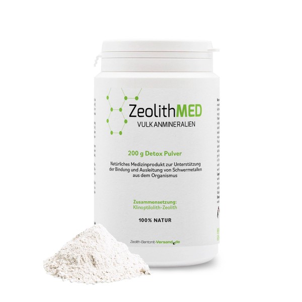 Zeolith MED Detox-Pulver 200g, Medizinprodukt, Apothekenqualität, Vergleichssieger, Darmreinigung, Entgiftung von Schwermetallen, Entgiftungskur, Vulkanmineralien, Heilerde, Darmreinigung