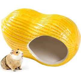 Esshogo Pet Ceramic Nest, Hamster House Made of Ceramic, Small Animal Hideout Hamster House Hamster, Nest Small Animals Cave Cage for Hedgehog Rat Chinchilla Guinea Pig Small Pets, Peanuts