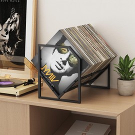 PAPAGIFTREE Vinyl Record Storage Rack, Vinyl Record Holder Rack 100 Lps, Album Display Shelf for Records Storage and Holder, Reinforced Design Metal Records Rack Organizer (1 Tier)