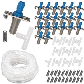 ZUDKSUY Automatic Rabbit Nipple Drinker Kit, 20 Pack Double Pull Spring Watering Nozzles kit + 1pcs 30FT (8mm ID) Transparent Hose, Small Animal Watering System for Rabbits, Guinea Pigs, Ferrets