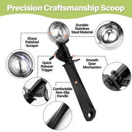 Ice Cream Scoop with Trigger, 2.7 tbsp Large Cookie Scoop for kitchen, 5cm Melon Baller Scoop for Portion Control Scoop Cookie Dough Cupcake Batter Ice Cream 40ml
