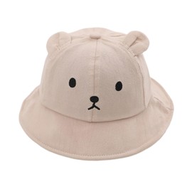 Umeloeo Baby Hat, Baby Hat, Bear with Ears, Cute Bucket Hat, Sun Hat, Girls, Boys, Babies, Kids, Wide Brim, Sun Protection, Summer, Spring, UV Protection, Sun Protection, beige