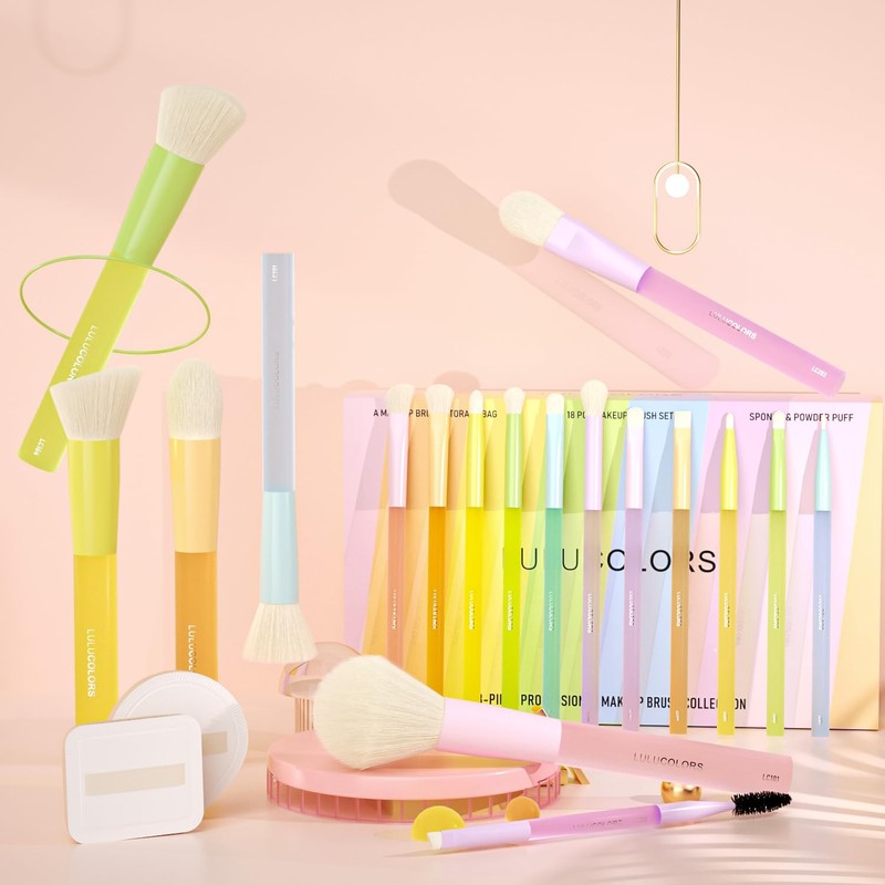 LULUCOLORS 18 Piece Makeup Set for Beginners: Travel Friendly, Soft