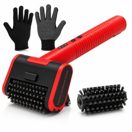 2026 Upgraded Electric Grill Brush, 3-Speed 1400–1800 RPM with LED Light, Rechargeable Electric BBQ Grill Cleaner, Anti-Shedding Brush Head, for Outdoor Grill, (Red)