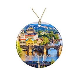 DMCDesigns Prague - Czech Republic Ornament - Christmas Ornament - Prague - Czech Republic Christmas Ornament Travel Ornament - Travel Keepsake - Souvenir Gift Printed on Both Sides