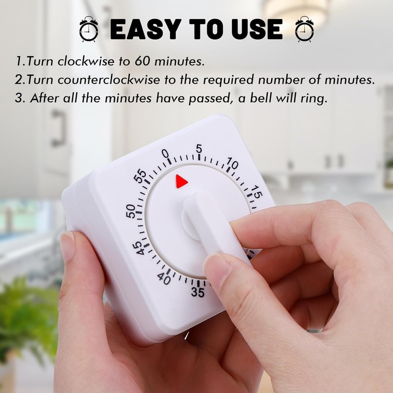 60 Minute Kitchen Clock with Loud Alarm for Sports Office,