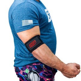 SERIOUS STEEL FITNESS Adjustable Compression Band for Elbow, Tendinitis, Golfers Elbow, Forearm, Knee – Secure Hook Loop Strap (Small - Less than 10")