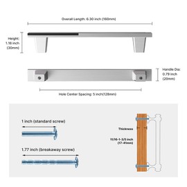 Haliwu 4 Pack Silver and Black Cabient Handles 2 Tone Drawer Handles Black and Brushed Nickel Cabinet Pulls 5 inch Dresser Handles and Drawer Pulls Square Kitchen Cabinet Handles Zinc Alloy