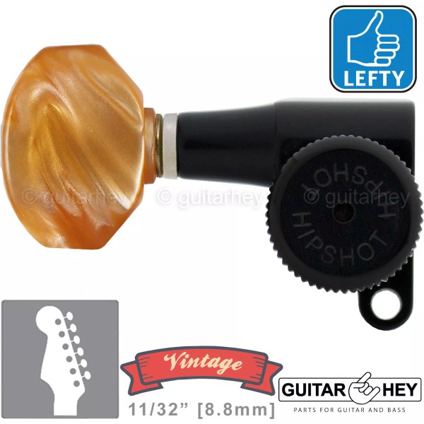Hipshot VINTAGE Hipshot 6-in-Line Locking STAGGERED Keys HEX Amber, LEFT-HANDED,