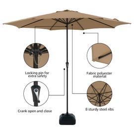 COBANA 11ft Patio Umbrella with Base Included, Large Outdoor Market Umbrella with Stand, Beige