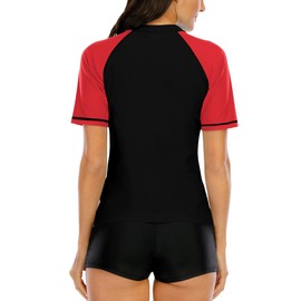 Halcurt UV Shirt, Women's Short-Sleeved Rash Guard UPF 50+ Swimming Shirt, Quick-Drying Swimming Shirt, M-XXL, black