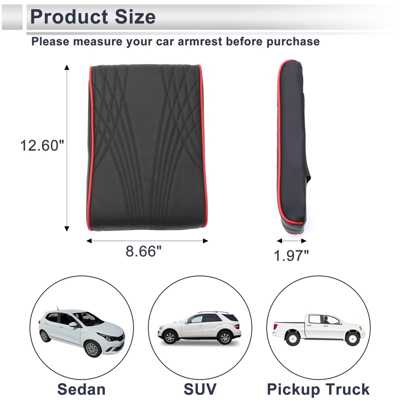 X AUTOHAUX Car Center Console Cover Car Armrest Cover 12.60"x8.66"x1.97"