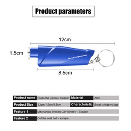 JNNJ 3-in-1 Emergency Hammer, Car Safety Hammer, Emergency Tool, Car Emergency Hammer with Seat Belt Cutter for Car Glass Window, Window Breaker for Underwater and Land (Blue)