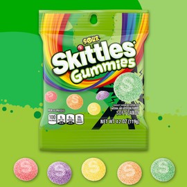 SKITTLES Gummies Sour Tart Gummy Candy, 4.2 Oz Bags (Pack of 12)